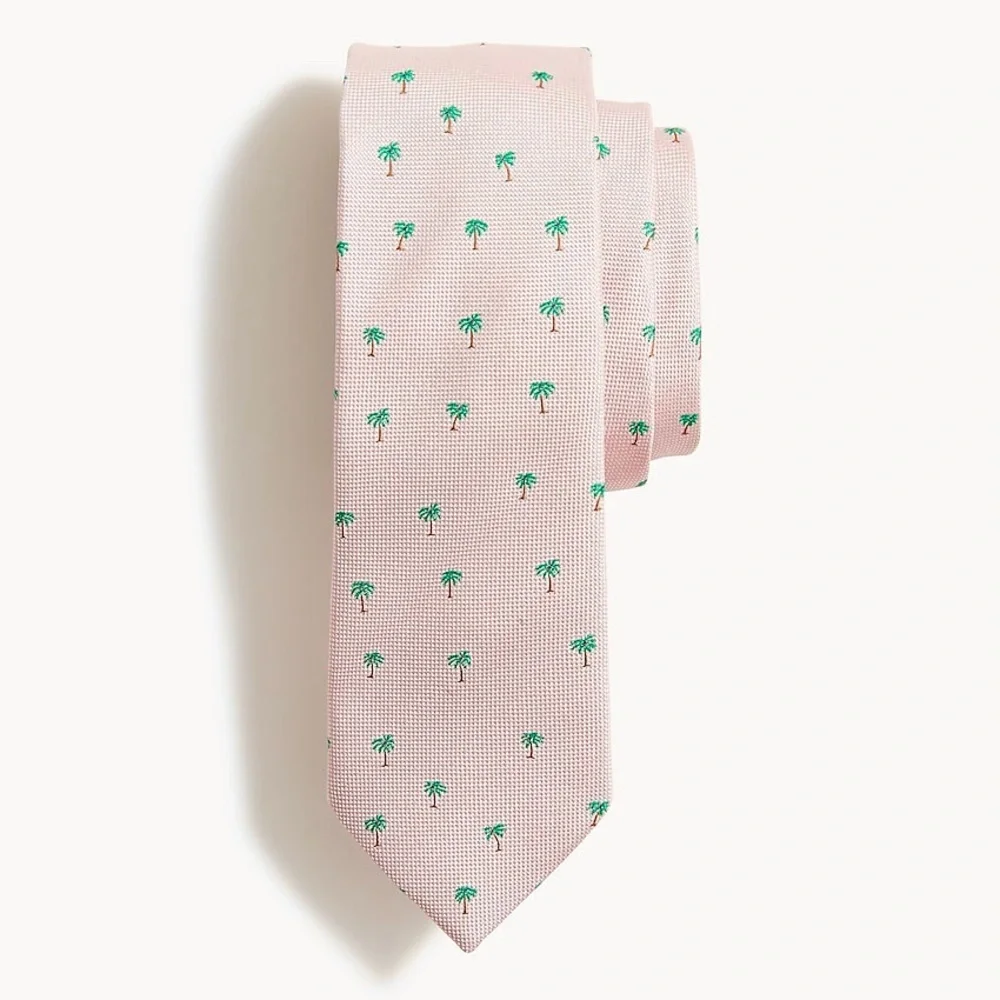 J. Crew Tie Palms Trees Slim Palm Trees Silk/Polyester Lined
